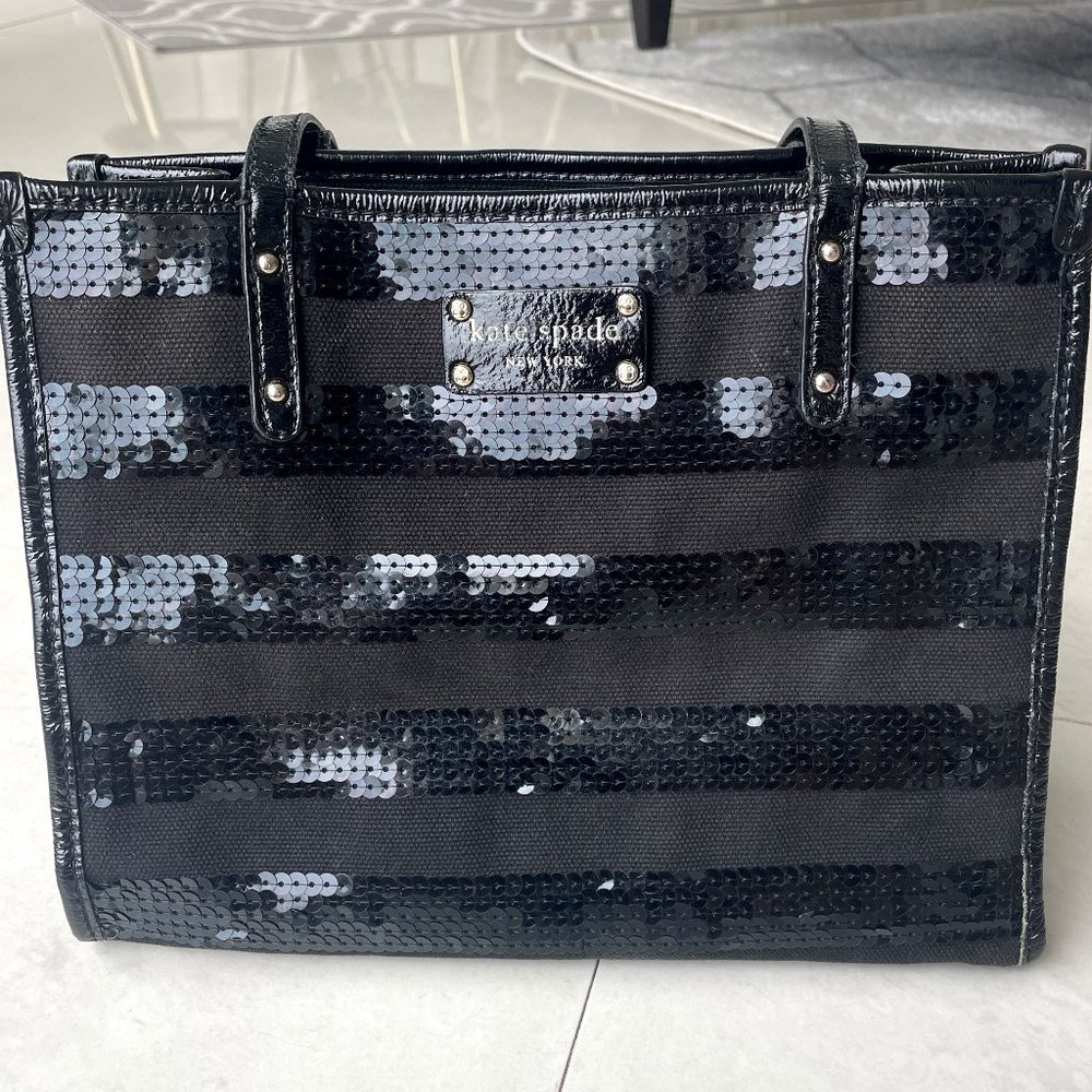Kate Spade black sequin striped purse